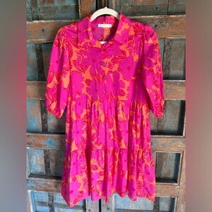 Floral tropical puff sleeve dress
